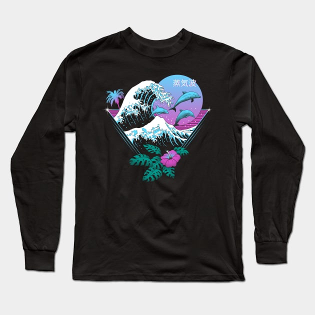 Dolphin Waves Long Sleeve T-Shirt by Vincent Trinidad Art